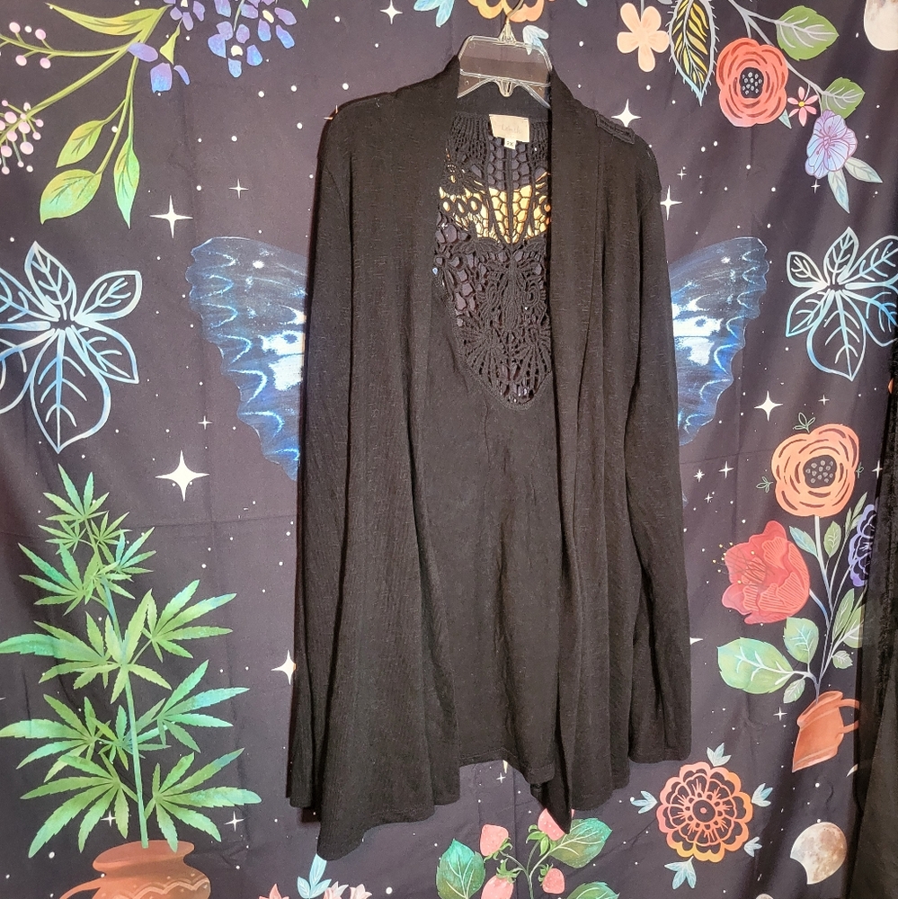 Pretty Embroidered Back Dark Sweater!